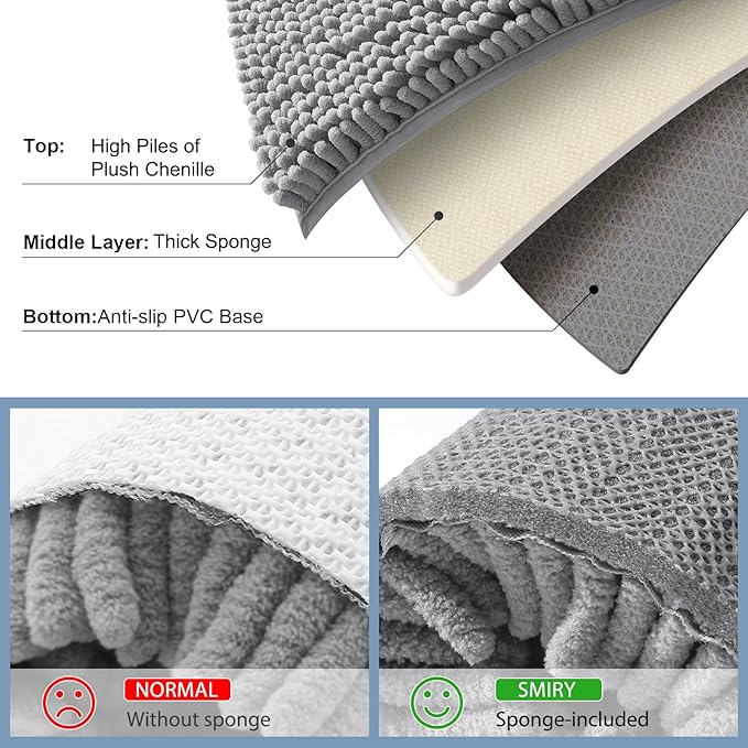 Smiry Luxury Chenille Bathroom Rugs 59x24, Extra Soft and Absorbent Shaggy Bath - Image 6