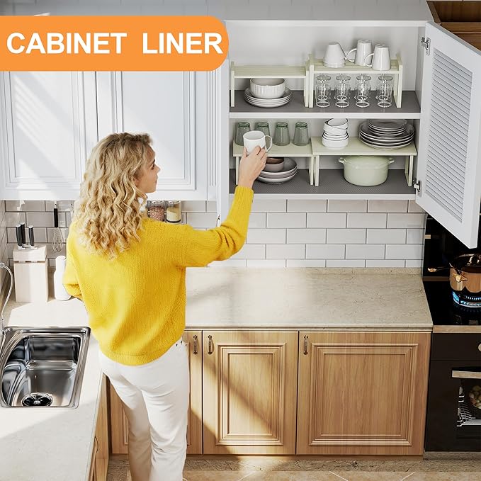 FLPMIX Shelf Liners for Kitchen Cabinets: 16" x 25' Clear Waterproof Drawer Mat - Image 3
