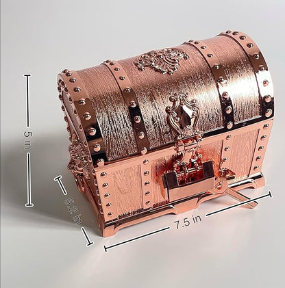 Large Double-layer Retro Metal Jewelry Chest, Pirate-style Lion Head Relief - Image 3
