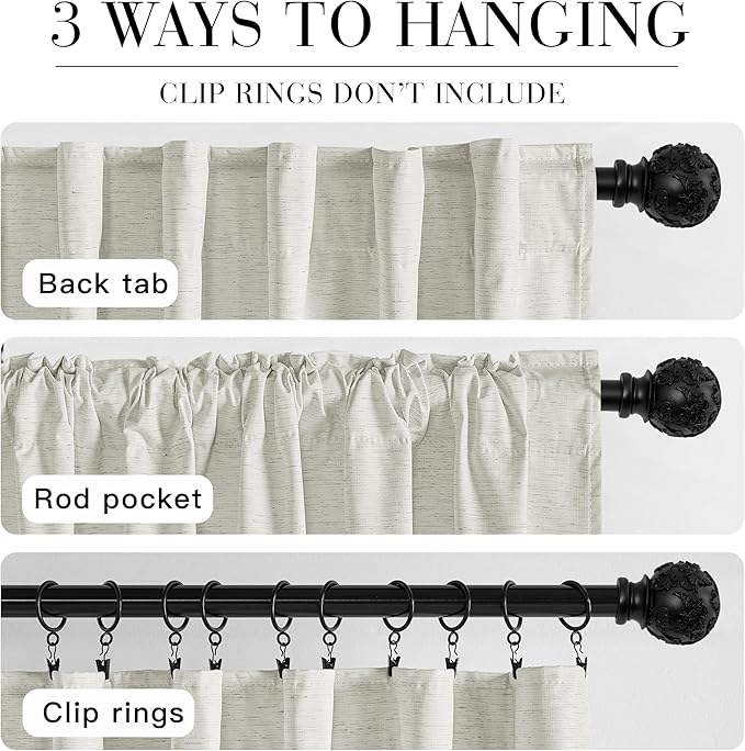 RYB HOME Ivory White 100% Blackout Curtains - Image 7