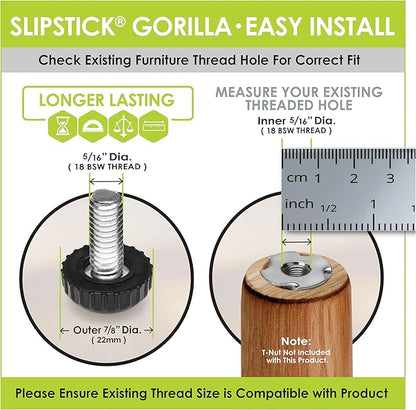 Slipstick Gorilla Outdoor Adjustable Furniture Levelers Weatherproof Screw in - Image 4