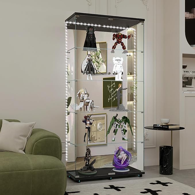 Yoluckea 5-Tier Glass Display Cabinet - Image 5