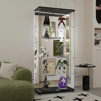 Yoluckea 5-Tier Glass Display Cabinet - Image 5