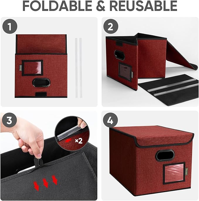 BALEINE Modern Red File Storage Box - Image 8
