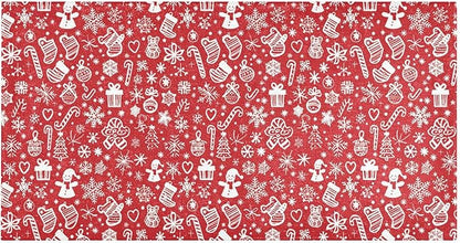 Merry Christmas Icons Snowflakes Red Decorative mat Non Slip Anti Mold Washable by Unknown