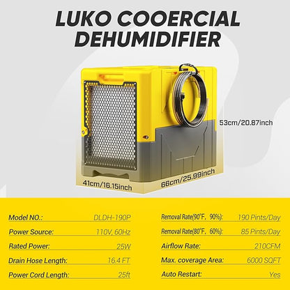 190Pints High Efficiency Commercial Dehumidifier - Image 3