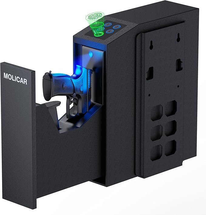 Biometric Gun Safe for Handgun Fingerprint 3 Ways Quick Access Slider Pistol by MOLICAR
