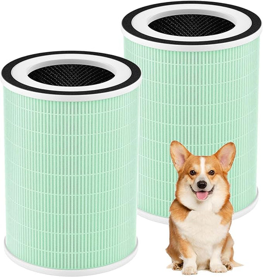 2 Pack True HEPA Filter, 4 in 1 Pet Replacement Filter, 360 4-Stage Filtration by ShufudeJa