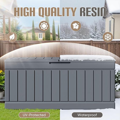 JUMMICO 78 Gallon Outdoor Deck Box Large Resin Storage Box - Image 4