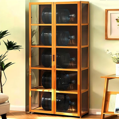Display Cabinet with Acrylic Glass Doors, Tall Storage Cabinet with Adjustable - Image 6