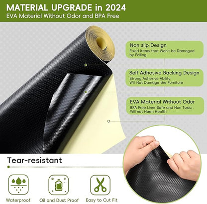 Extra Large Black Shelf Liner Roll, Peel and Stick Non Slip Cabinet Liner 24" x - Image 3