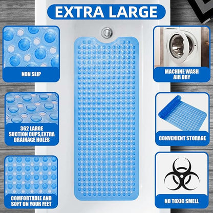 ZHICHENG Bath Tub and Shower Mats, Non-Slip 39 x 16 Inch Extra Long Bath Mat - Image 3