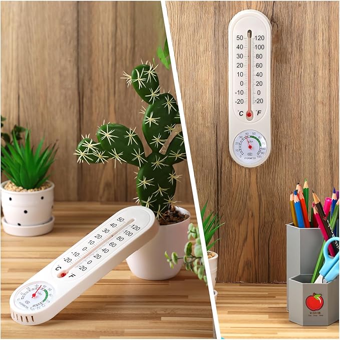 Leinuosen 5 Pcs Indoor Outdoor Wall Thermometer Humidity Meter Vertical - Image 4