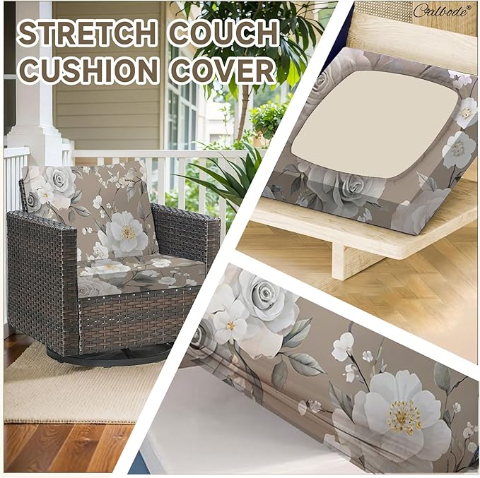 12Pcs Stretch Patio Cushion Cover, Vintage Floral Printed Couch & Sofa - Image 5
