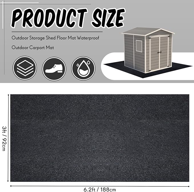Haull Outdoor Storage Shed Floor Mat Waterproof Outdoor Carport Mat Thickened - Image 2