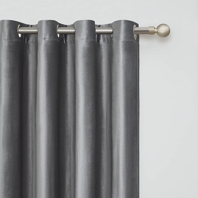 Elegant Dark Grey Decorative Velvet Curtains 90 inches Luxury Living Room - Image 2