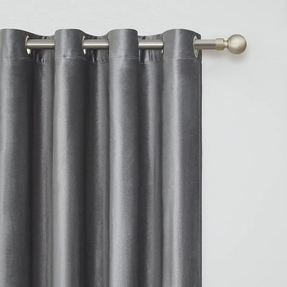 BULBUL Luxury Dark Grey Velvet Curtains 63 inch Elegant Living Room Curtain - Image 2