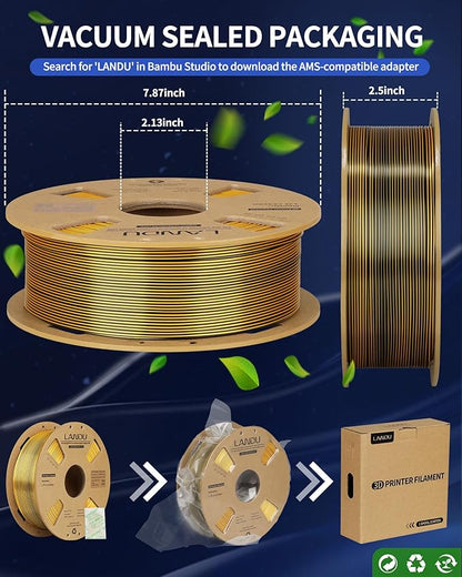 LANDU Silk Dual Color PLA Filament 1.75mm 1KG, 3D Printer Filament Dimensional - Image 6
