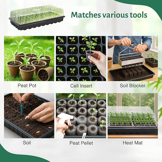 MIXC 5 Pack 1020 Seed Starter Trays - Image 6