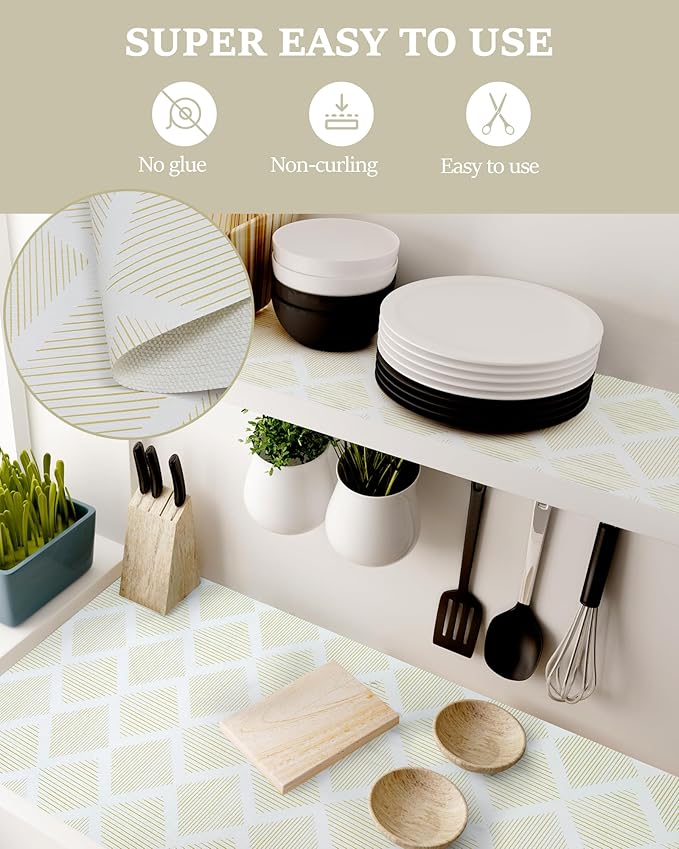 Drawer and Shelf Liner for Kitchen 17.5in x20FT, Non-Slip Non-Adhesive Cabinet - Image 8