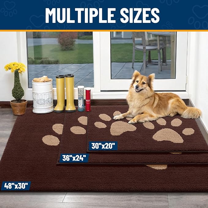 Smiry Dog Door Mat for Muddy Paws, Absorbs Moisture and Dirt, Low-Profile - Image 3