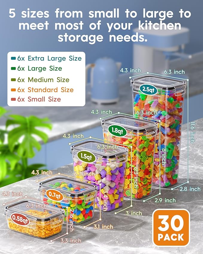 30 PCS Airtight Food Storage Containers - Image 2