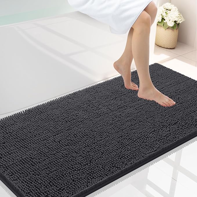 Smiry Luxury Chenille Bathroom Rugs 47x24, Extra Soft and Absorbent Shaggy Bath by Smiry