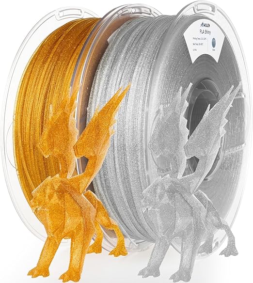 AMOLEN 2kg PLA Pack Glitter Gold & Glitter Silver 3D Printer Filament 1.75mm by AMOLEN