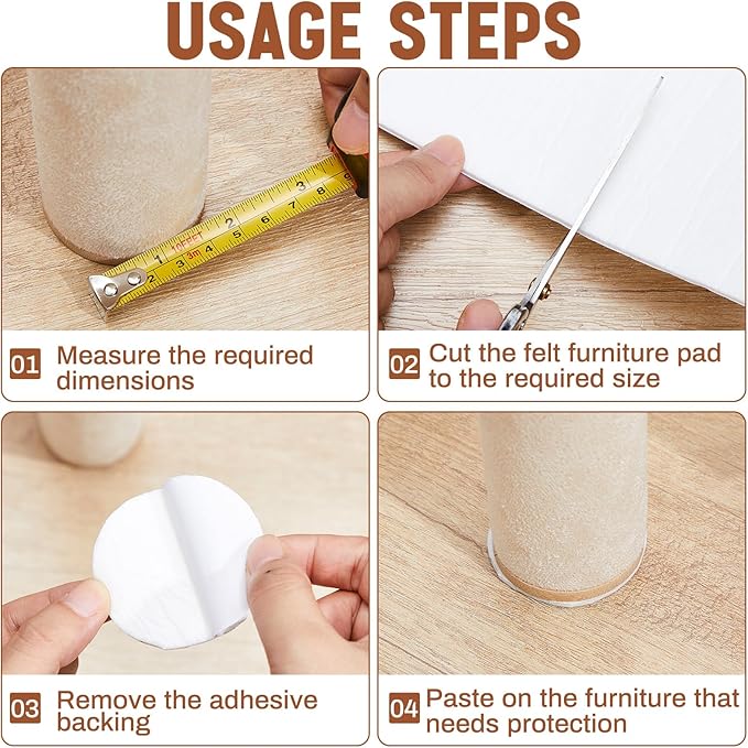 Large Felt Furniture Pads 8 x 60 Inch Non Slip Self Adhesive Heavy Duty - Image 5