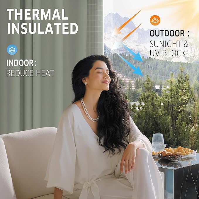 RYB HOME Outdoor Curtains for Patio Waterproof Tab Top Block Sunlight Thermal - Image 4