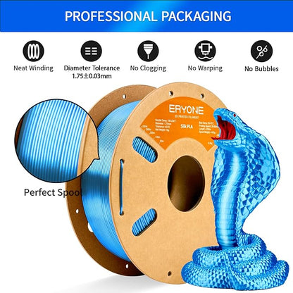 ERYONE Silk PLA Filament for 3D Printer, 1.75mm +/- 0.03mm, Silk Blue - Image 4