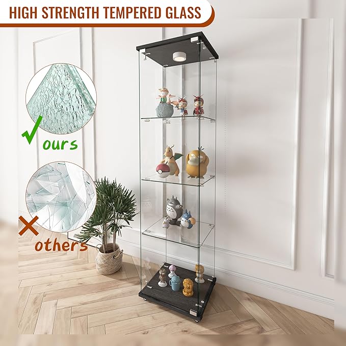 Yoluckea 4-Shelf Glass Display Cabinet - Image 6