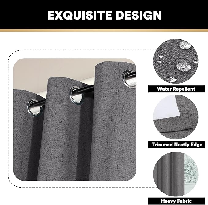 PrinceDeco Blackout Curtains 64" Long 2 Panels Set 100% Blackout Curtains - Image 6