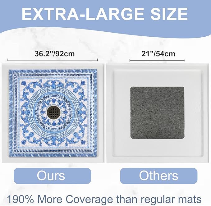 Square Shower Mat Non Slip: 36x36 Inch Extra Large Shower Mats - Image 2