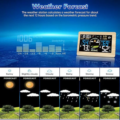 Weather Station Wireless Indoor Outdoor, Digital Thermometer, 7.5'' VA Display - Image 3