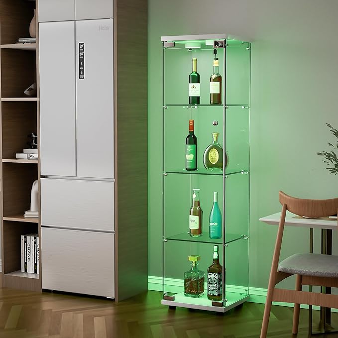 Yoluckea 4 Shelves Glass Display Cabinet by Yoluckea