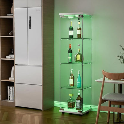 Yoluckea 4 Shelves Glass Display Cabinet by Yoluckea
