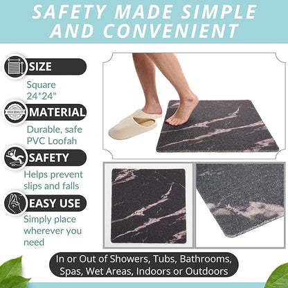 Enkosi Loofah Shower Mat Non Slip – Square Anti Slip Bath Mat - Image 3