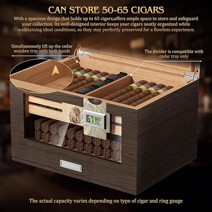 TISFA Cigar Humidor Cedar Wood Cigar Box - Image 5
