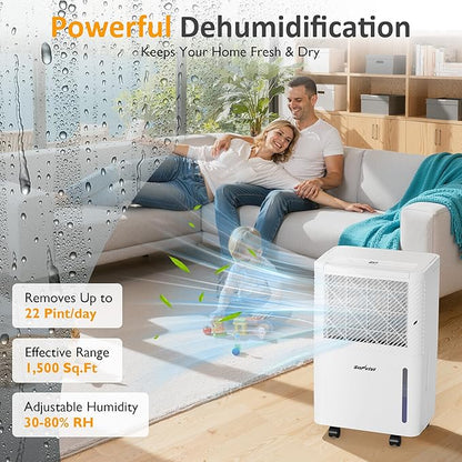 Sunvivi 22 Pints Dehumidifier for Home: 1500 Sq.Ft Dehumidifiers - Image 2