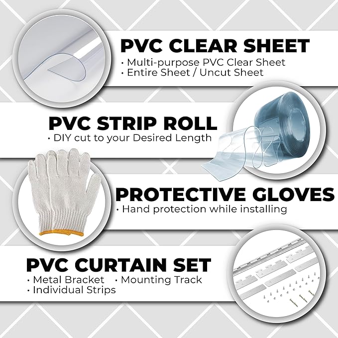 Set PVC Curtain Plastic Strip Thermal Door Cover Clear Screen Commercial - Image 2
