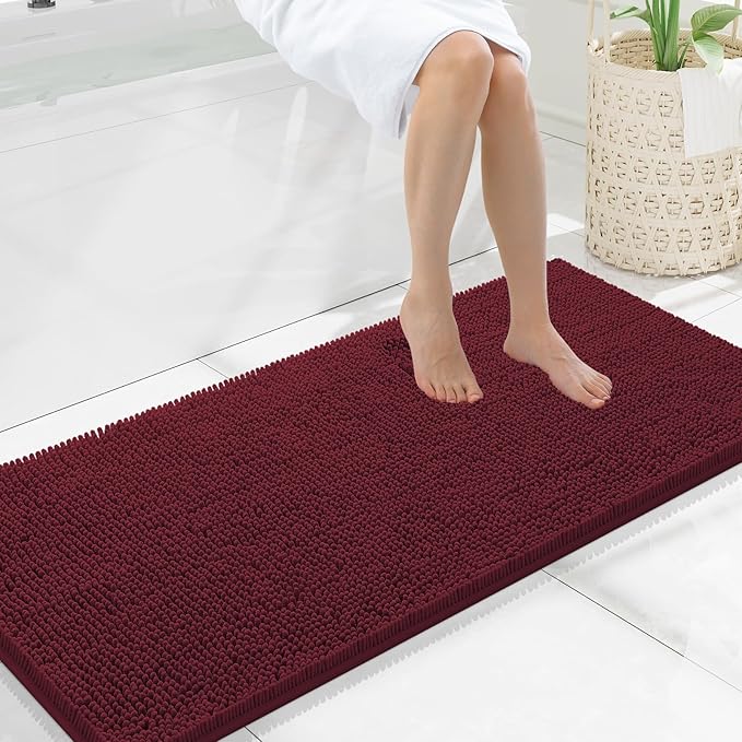 Smiry Luxury Chenille Bathroom Rugs 47x20, Extra Soft and Absorbent Shaggy Bath by Smiry