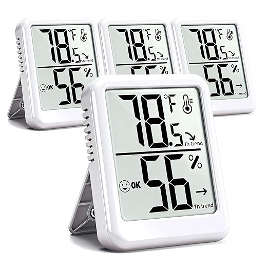 4-Pack Room Thermometer Indoor Hygrometer, Small Digital Temperature and by Azosowo