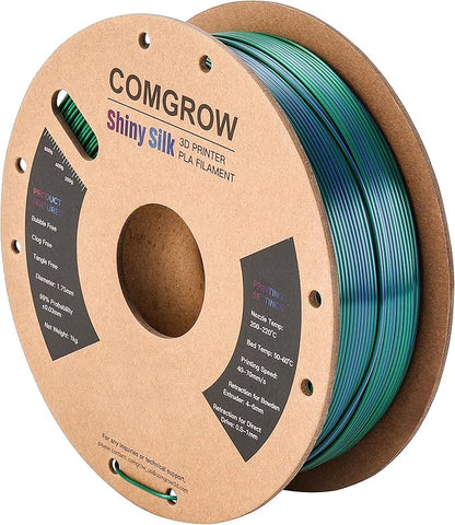 Comgrow Tri-Colors Silk PLA 3D Printer Filament, Rainbow PLA Filament 1.75mm - Image 2