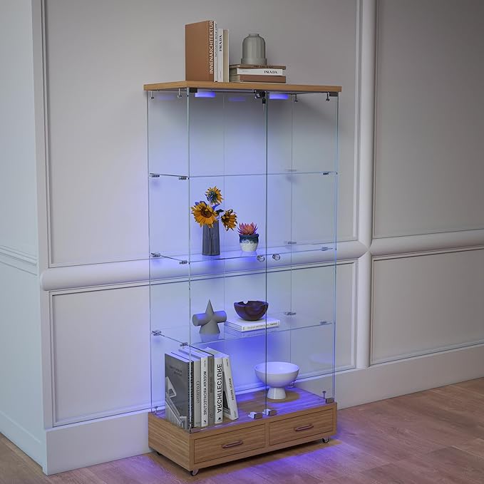 Yoluckea 4-Tier Glass Display Cabinet - Image 9