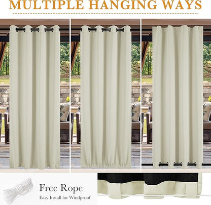 RYB HOME Outdoor/Indoor Thermal Insulated Fade-Resistant Blackout Curtains - Image 6