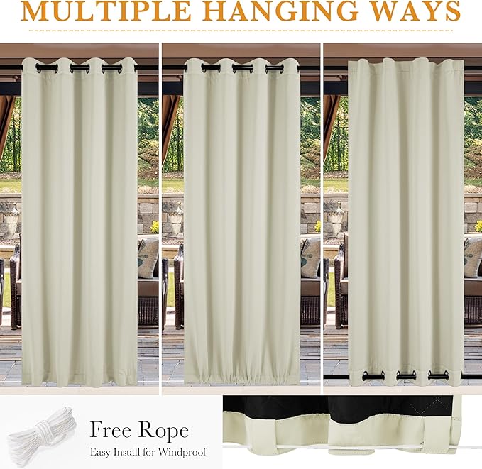 RYB HOME Outdoor/Indoor Thermal Insulated Fade-Resistant Blackout Curtains 84 - Image 6
