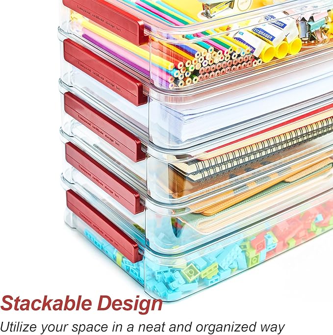 5.5qt Portable Project Case 9 X 13 Clear Stackable Plastic Storage - Image 4