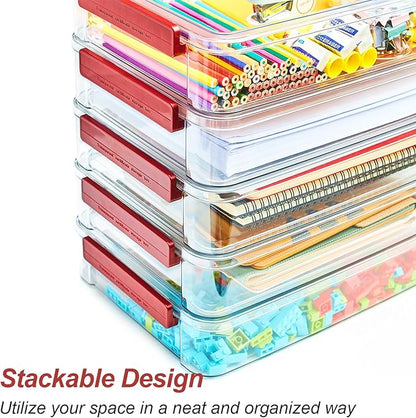 5.5qt Portable Project Case 9 X 13 Clear Stackable Plastic Storage - Image 4