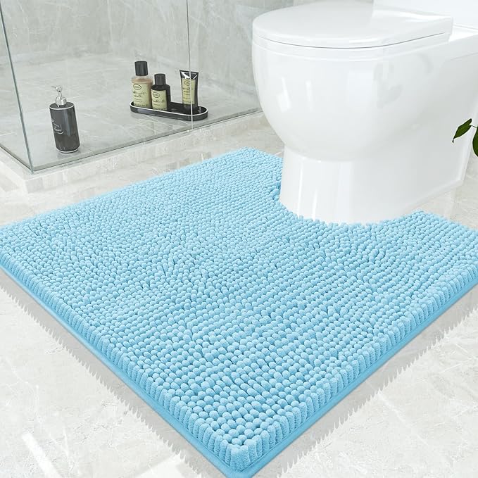 Smiry Luxury Chenille Toilet Rugs U-Shaped 24x24, Soft Absorbent Non-Slip by Smiry